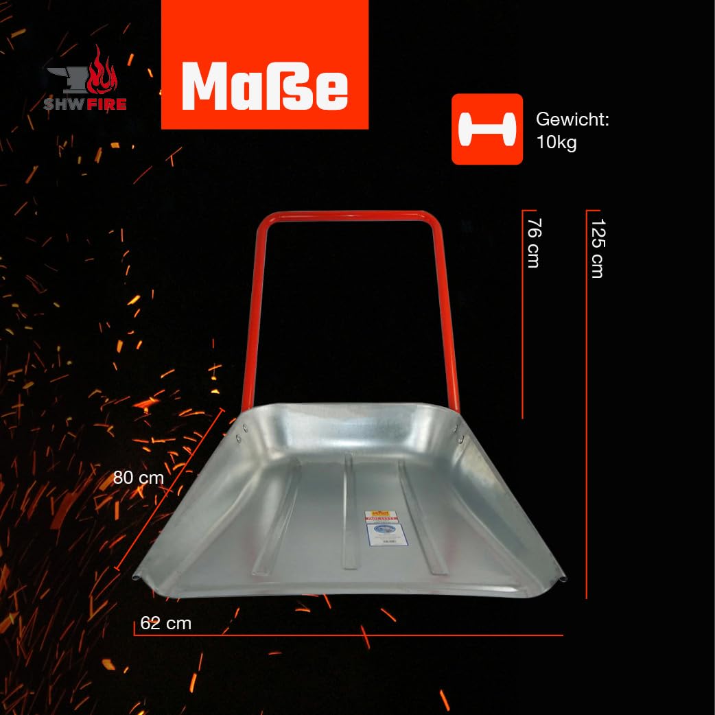 SHW-FIRE Maxi Schneeschieber 62 cm, robuste Schneewanne aus Stahlblech