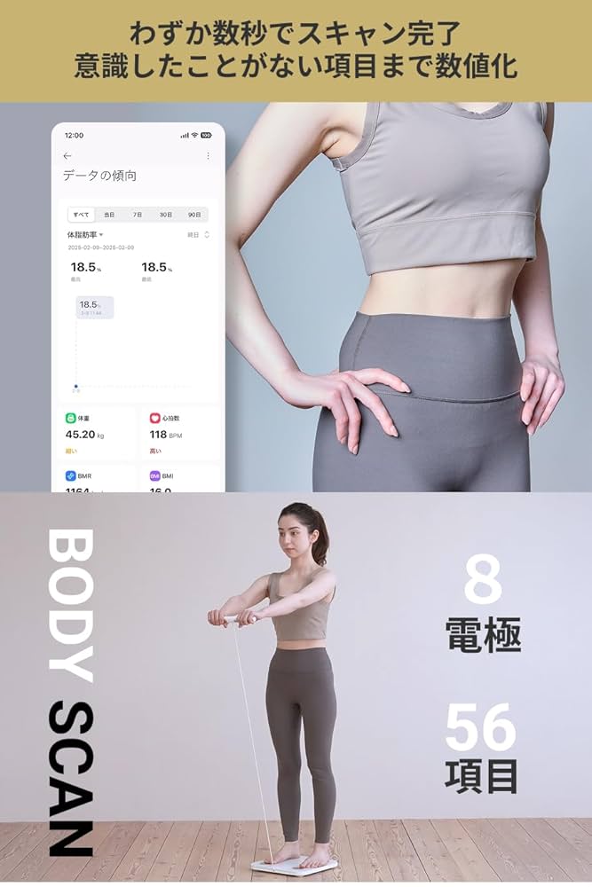 MediFeel 体組成計 ブラック 体重だけでは見えない体の真実。56項目で全身を徹底解析する体