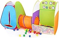 Alvantor 3-in-1 Kids Pop Up Play Tent Tunnel Ball Pit - Indoor Outdoor Fun Game Zone with 4 Balls for Toddlers