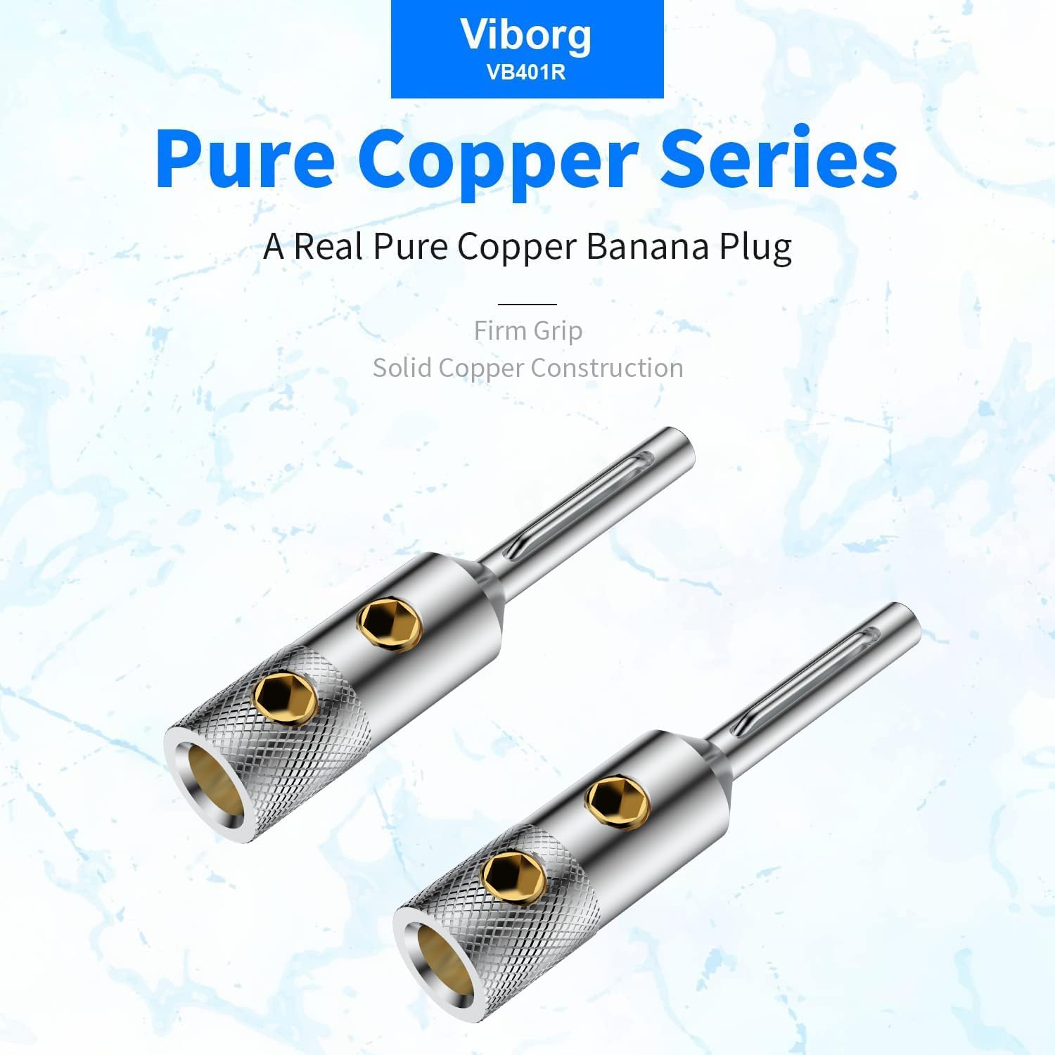 Viborg VB401R Audiophile Speaker Banana Plugs 4MM Pure Copper Screw Locking Speaker Plug Connectors for Amplifier Wire, Home Theater, AV Receiver, Amplifiers and Sound Systems 4PCS (Rhodium Plated) - Image 4