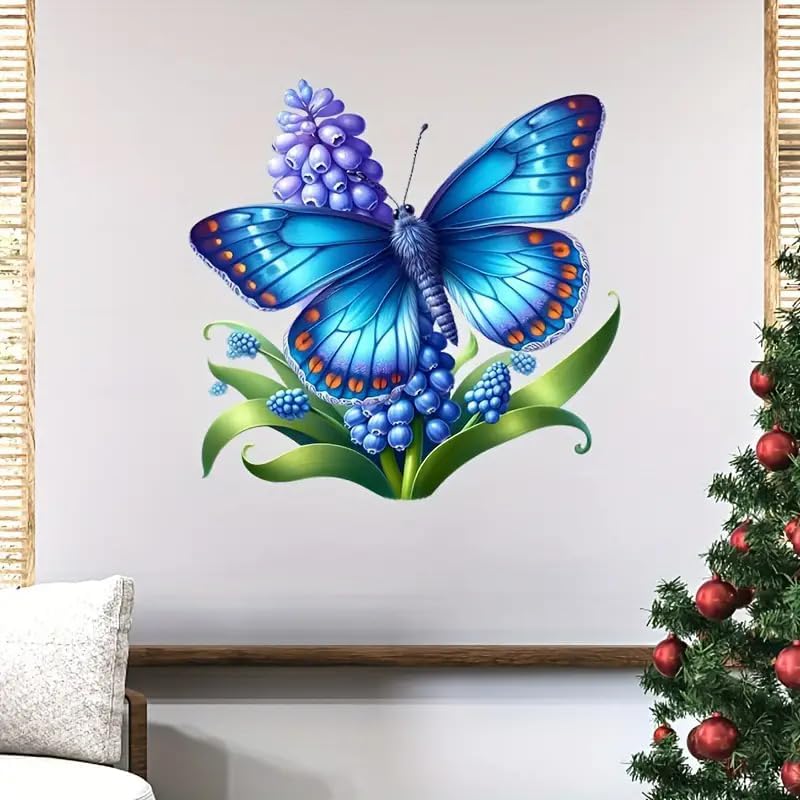 Charming Butterfly Flower Leaves Toilet Cover Sticker Decals,Fish Bird Flower Leaf Waterproof Toilet Lid Tank Seat Decals Cistern Self-Adhesive Bathroom Wall Sticker