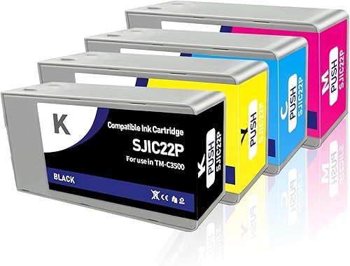TM-3500 - Cartucho de tinta remanufacturado SJIC22P para cartucho de tinta SJIC22P compatible con impresora TM-C3500 Colorworks C3500 C3510 C3520