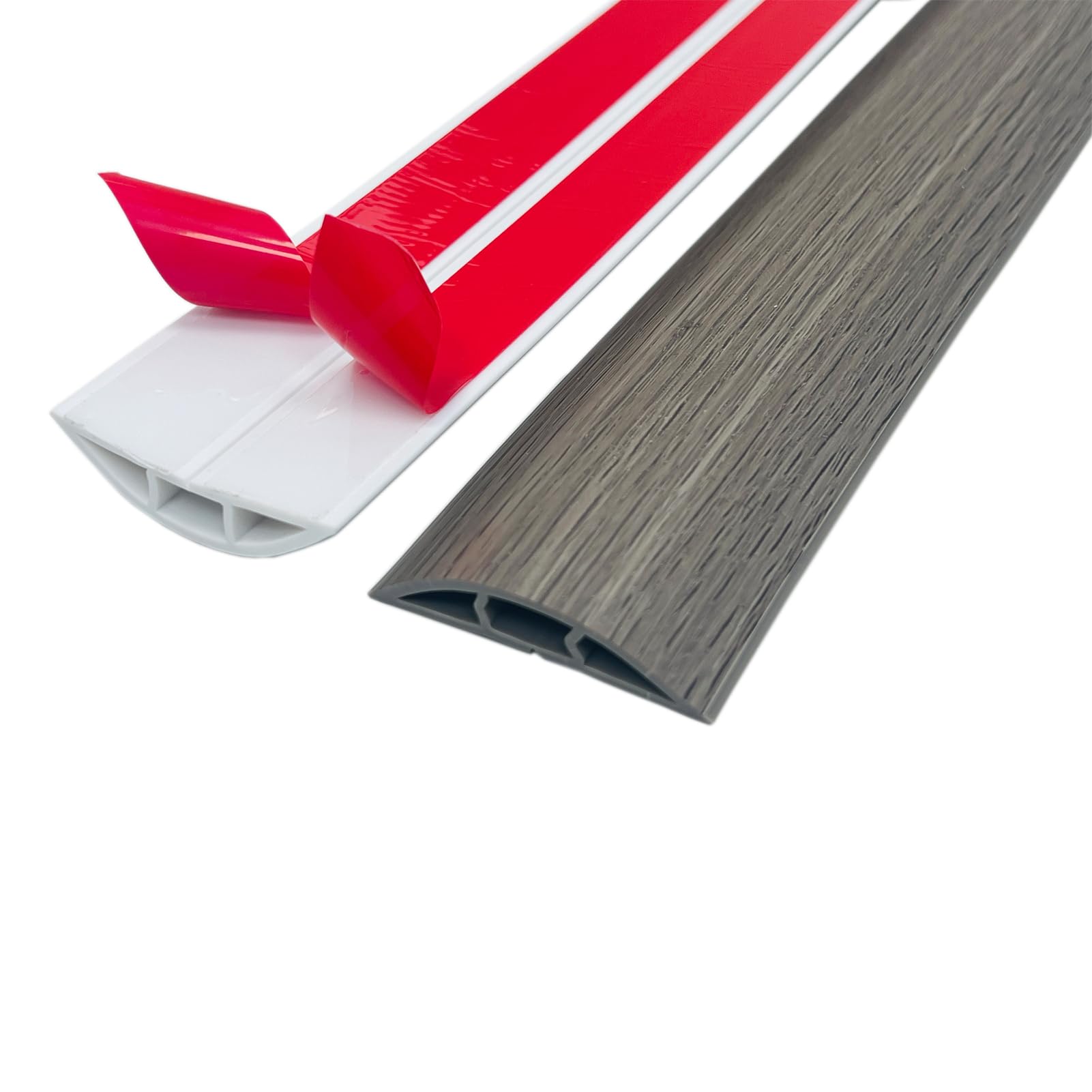 Floor Cord & Wire Cover,Self-Adhesive Flexible PVC Power Cable Channel,Cable Protector & Hider,Protect Cables & Prevent Trip Hazards,Ideal Extension Cord Cover for Office Home (Wood Grain D, 3M)