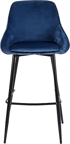 Miniatura 4 de Porthos Home Ugo - Juego de 2 taburetes de bar, respaldo bajo de apoyo y reposabrazos en tapicería de terciopelo suave y patas de hierro resistentes