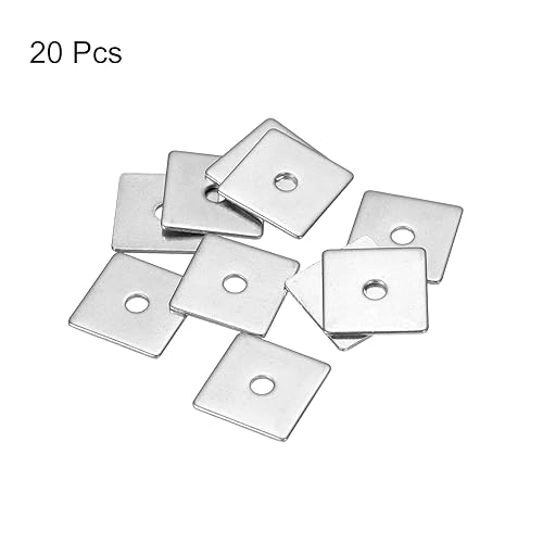 Miniatura 152 de uxcell Arandela cuadrada, 20 piezas M5x20x20x1.0.197 in 304 arandelas de placa cuadrada de acero inoxidable 304 Junta espaciadora de almohadilla
