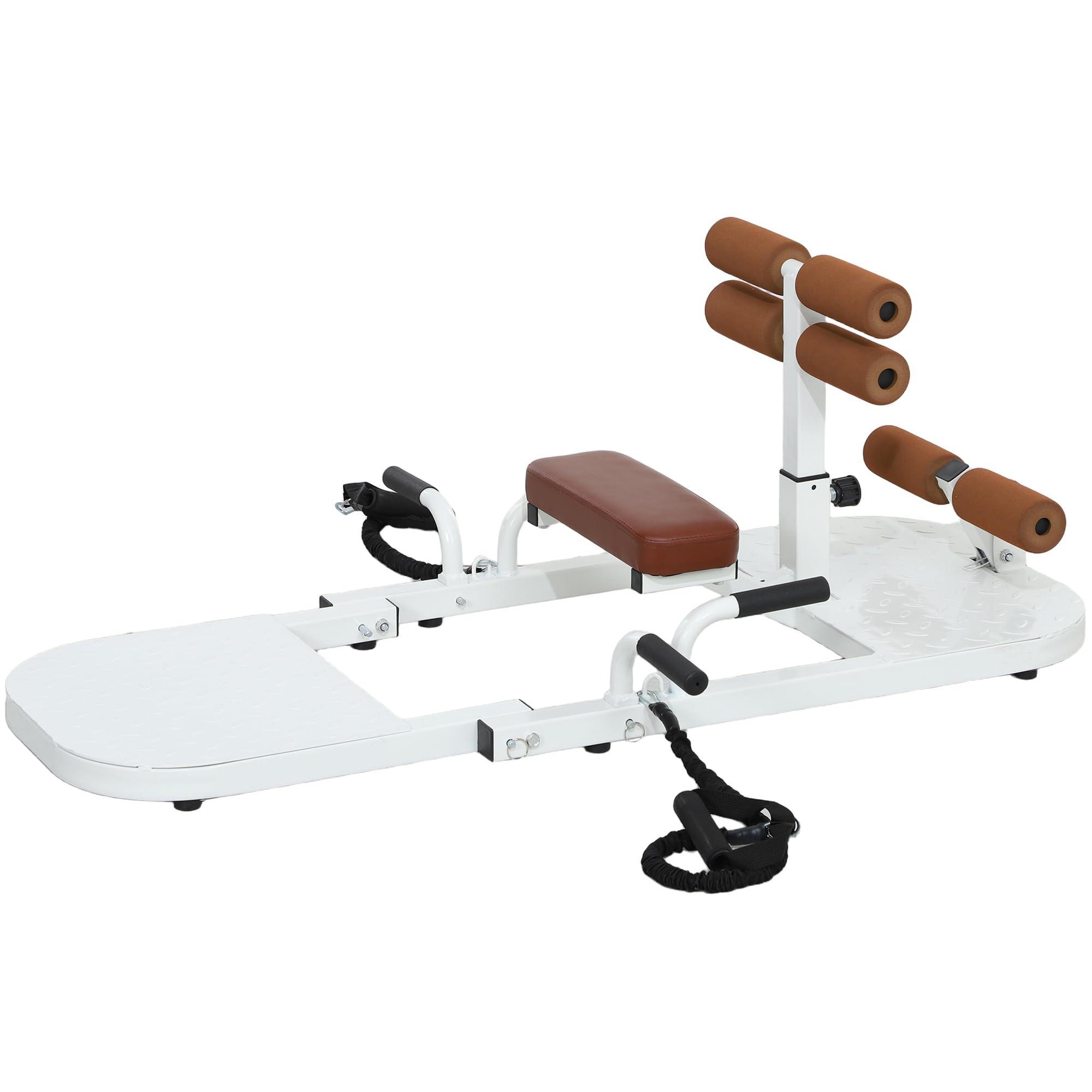 Soozier Foldable Sissy Squat Machine, Hip Thrust Machine with Push Up Stand and Wheels, Multipurpose Glute Workout Equipment for Home Gym