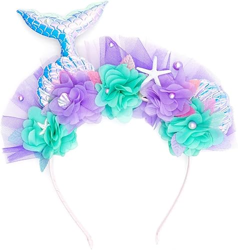 Accesorios de disfraz de sirena de princesa para niñas, diadema de corona de Ariel, Halloween, Navidad, recuerdos de fiesta para niños