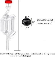 Vista 3 de Esclusas para fermentación [6 unidades], kit de esclusa de fermentación, alta transparencia, forma de S de doble burbuja con 12 ojales perforados