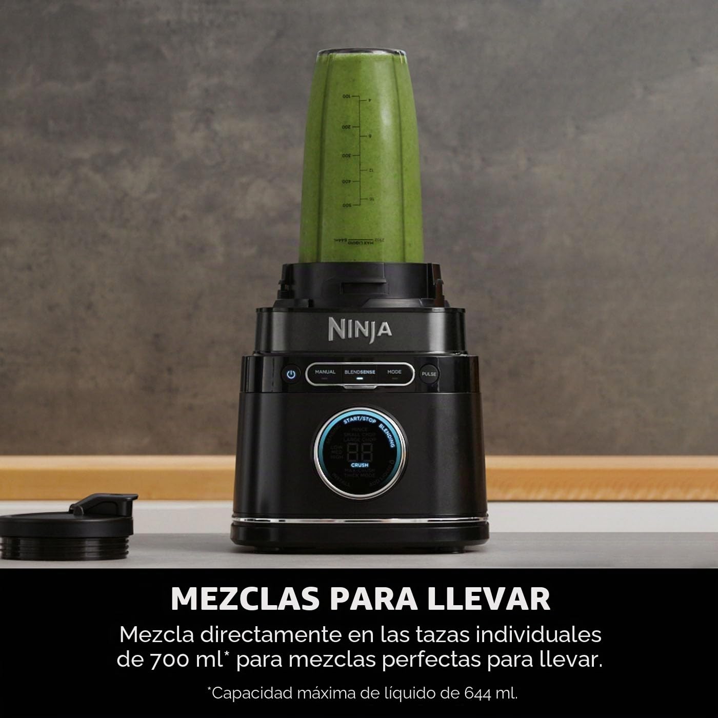 Ninja Procesador 3 en 1 Detect Power Blender Pro, potente licuadora de 1200 W, tazón de procesador de alimentos, hoja de masa, 1 taza de una sola porción, jarra, hacer masa de pizza, mezclar, picar y