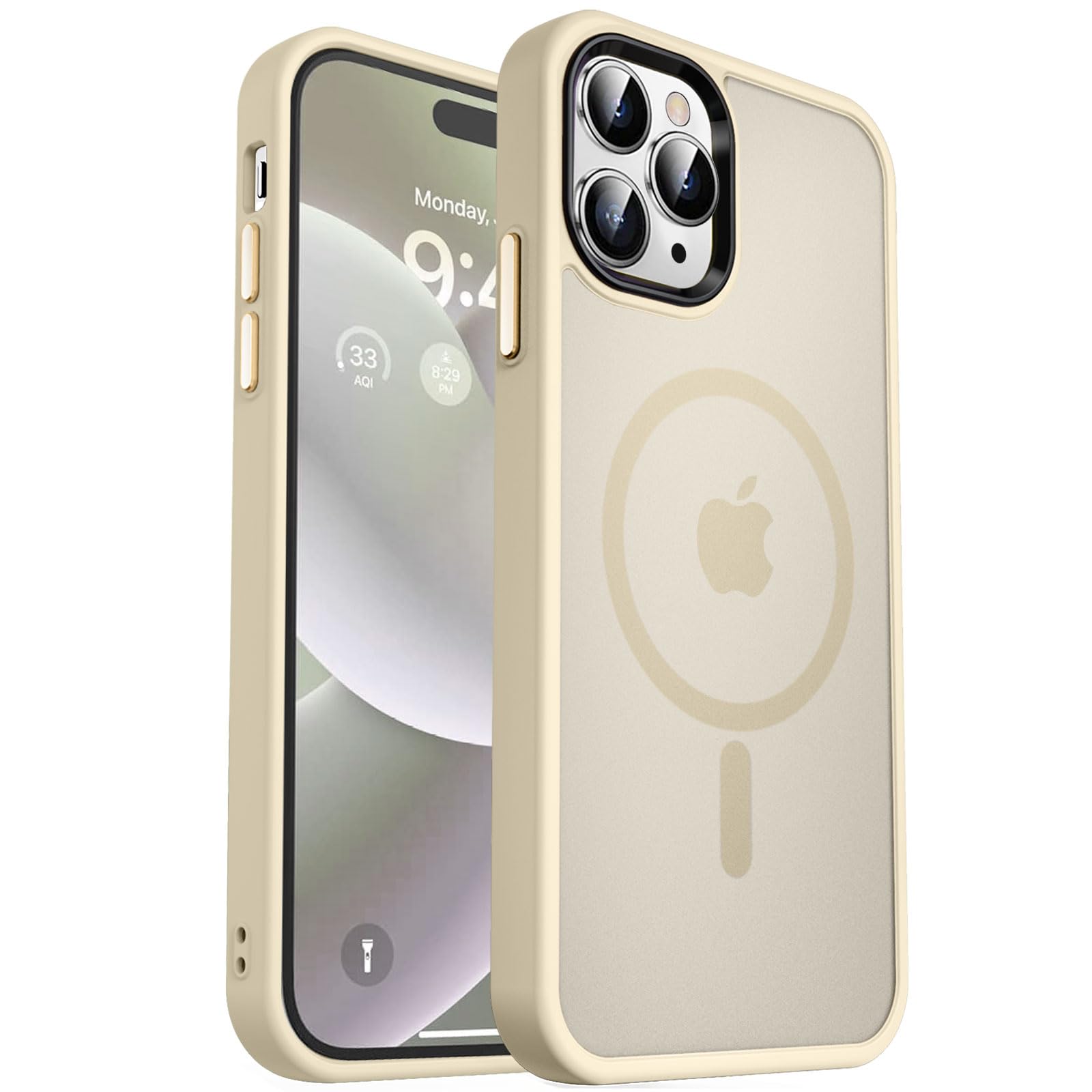 MOCCA Magnetic Shockproof for iPhone 14 Pro Max Case,Light Gold