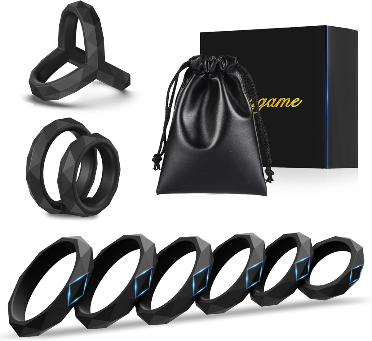 Sex Toys Penis Ring Silicone Cock Rings for Men Erection Sex Silicone, 8 Sizes Cockring Cock Sexual Stimulation Device Ring Pleasure for Men, Adjustable Cock Ring Set Adult Toys