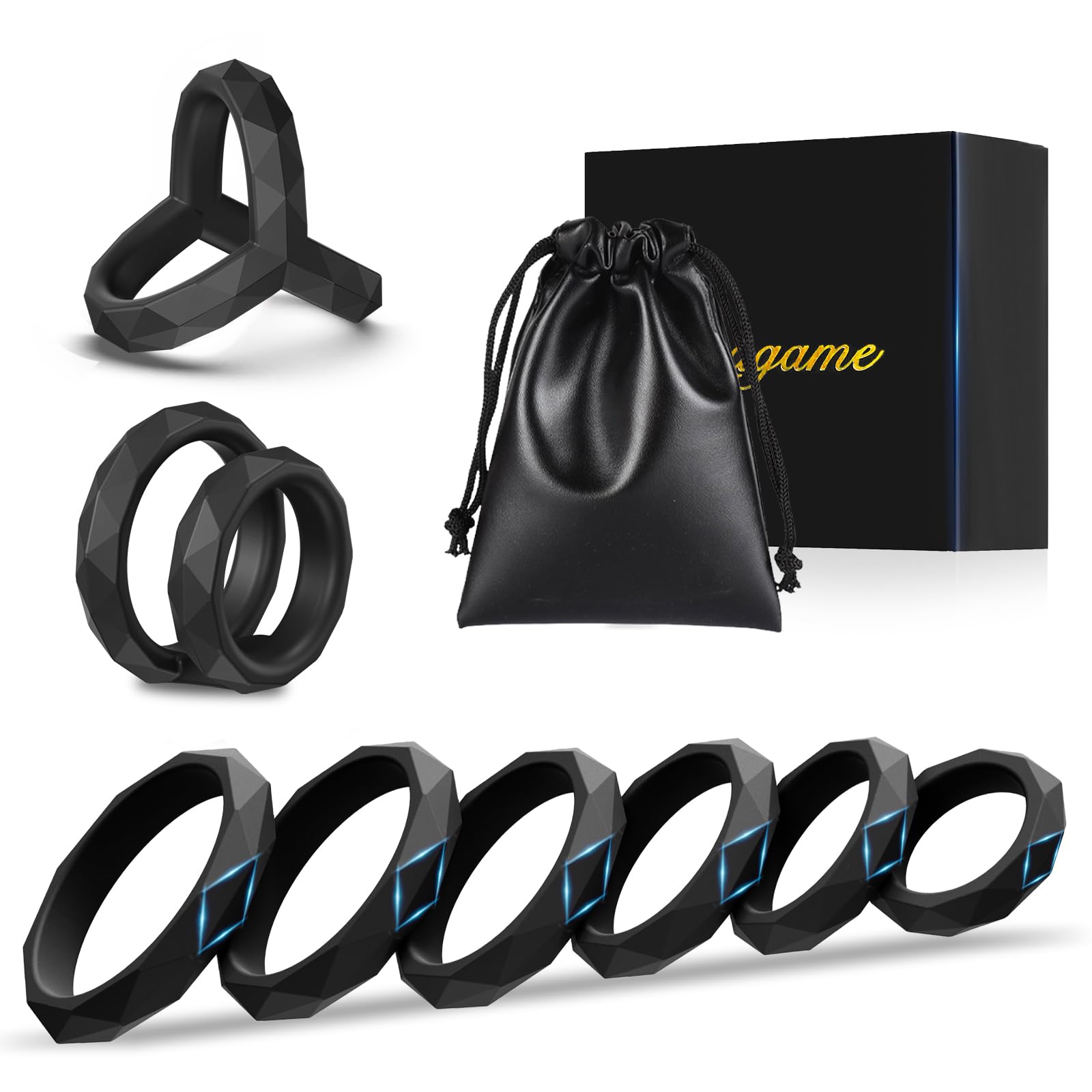 Sex Toys Penis Ring Silicone Cock Rings for Men Erection Sex Silicone, 8 Sizes Cockring Cock Sexual Stimulation Device Ring Pleasure for Men, Adjustable Cock Ring Set Adult Toys