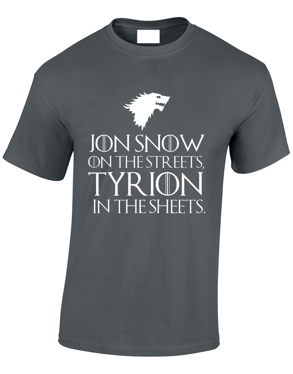 Crown Designs Men's Charcoal Jon Snow On The Streets Fantasy Tv Show Inspired For & Teenagers T-Shirts Tops - /X-Large
