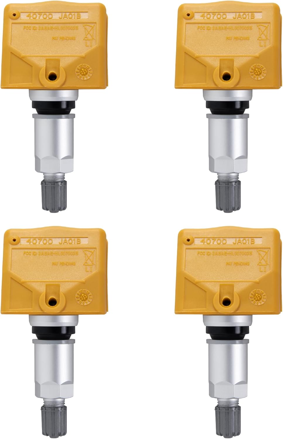 TPMS Tire Pressure Monitoring System Sensor 40700-JA01B 407001AA0B 40700JA01C Compatible with 2006-2012 Nissan Altima Versa Quest Pathfinder GT-R Infiniti M35 M45 315MHZ 4PCS(Yellow)