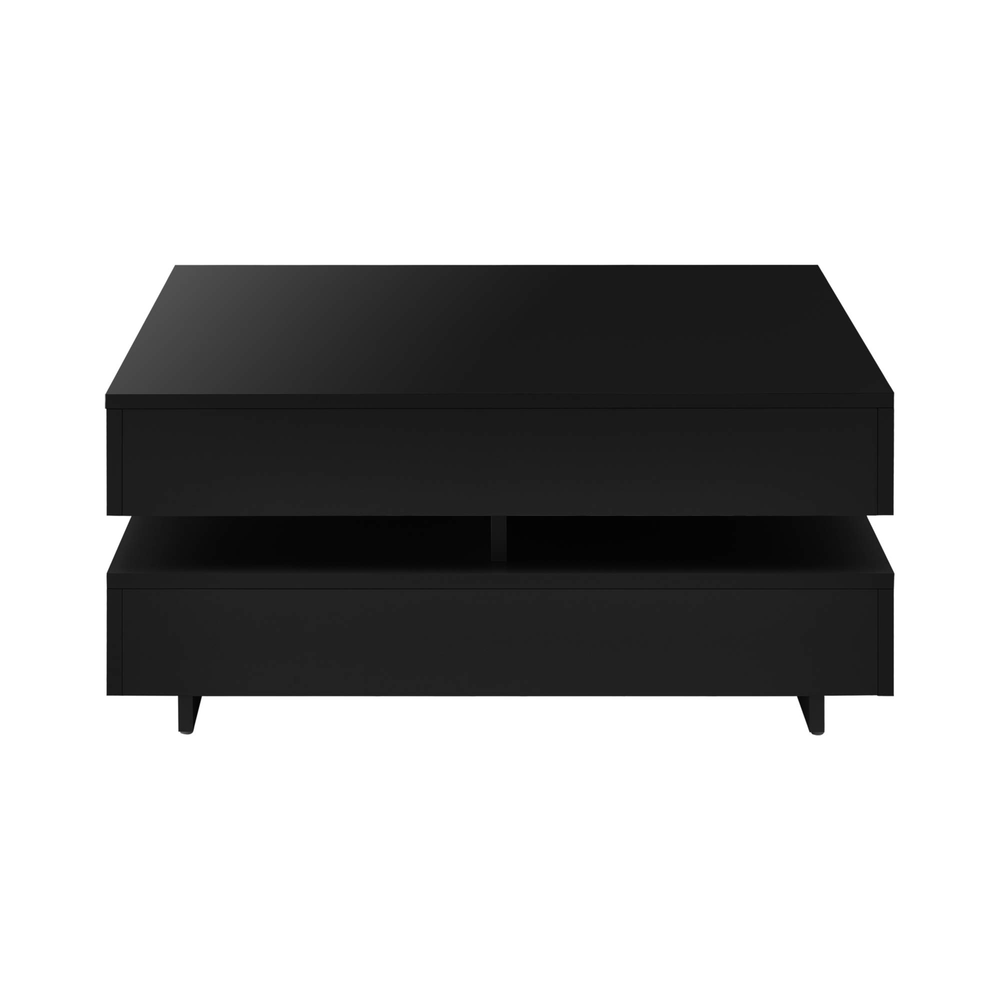 [en.casa] Couchtisch 'Märsta' 75x75x35,5 cm Beistelltisch mit Ablagefächern Sofatisch Tisch Spanplatte Schwarz