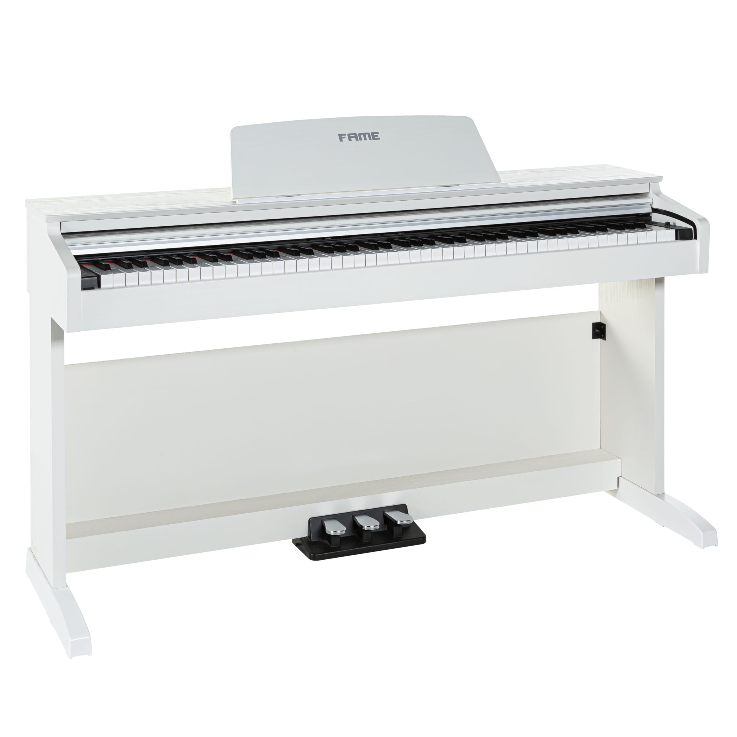 Fame DP-2000 E-Piano mit Hammermechanik, 88 anschlagdynamischen Tasten, 16 Klangfarben, 128-stimmiger Polyphonie, Aufnahme-Funktion, Twinova-Modus und Hall/Chorus-Effekten - Weiß