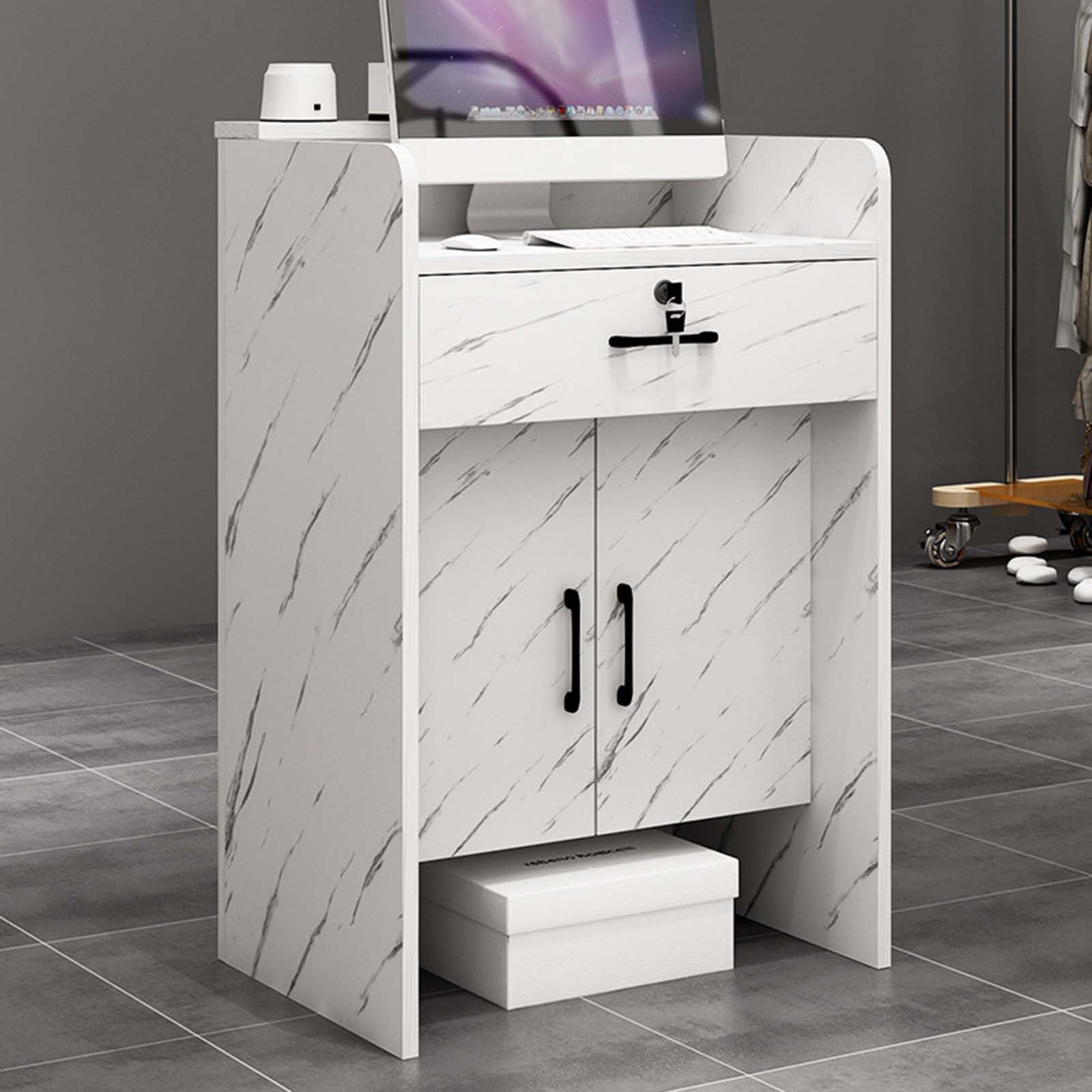 Petite Recept Desk con Ders chiudibile a chiave, moderno ufficio & zona d'attesa pelliccia, ideale per Retais, Ele Recept Counter per aziende