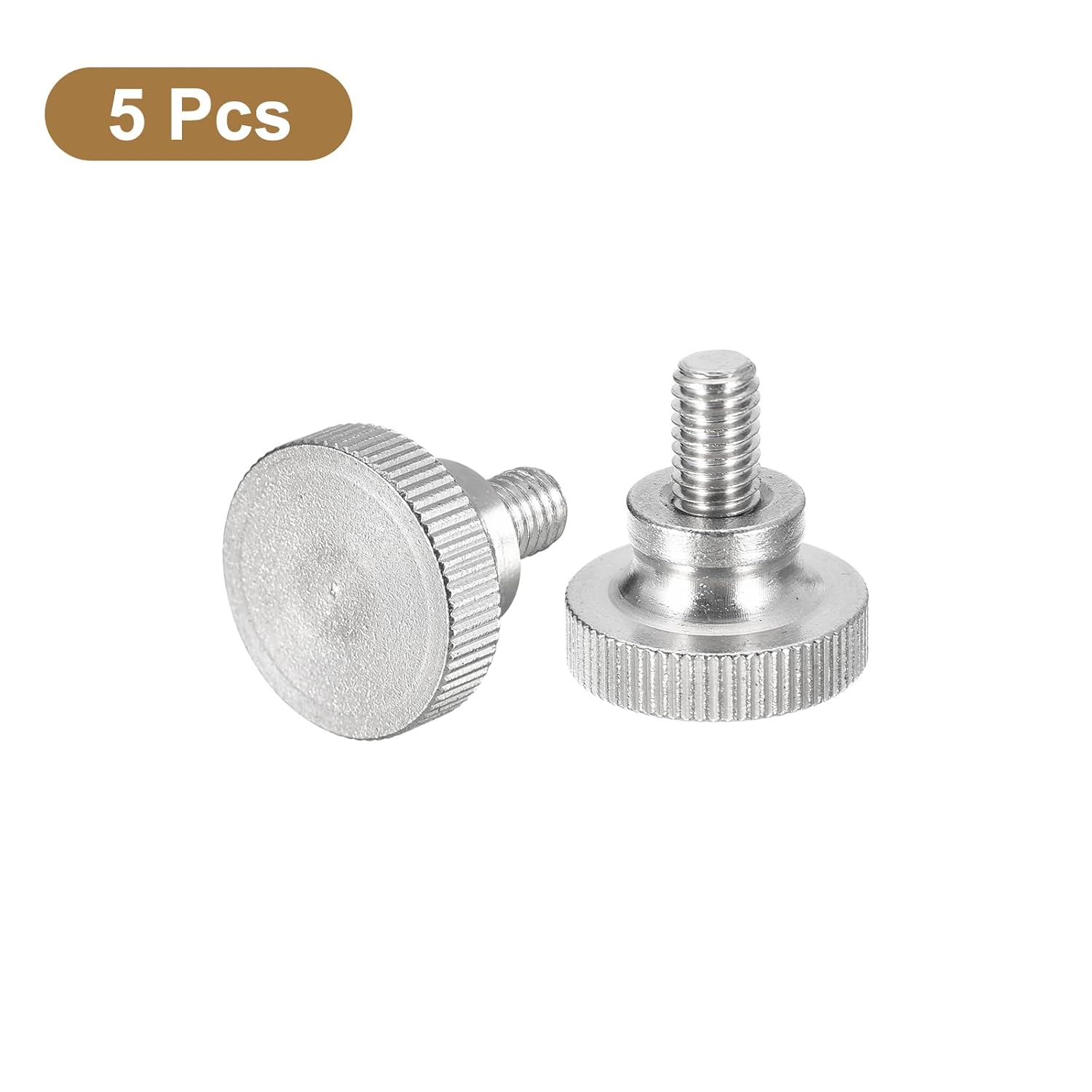 uxcell M6x10mm Knurled Thumb Screws, 5pcs 304 Stainless Steel Flat Knurled Head Thumb Screws Bolts with Shoulder Grip Knobs Fasteners
