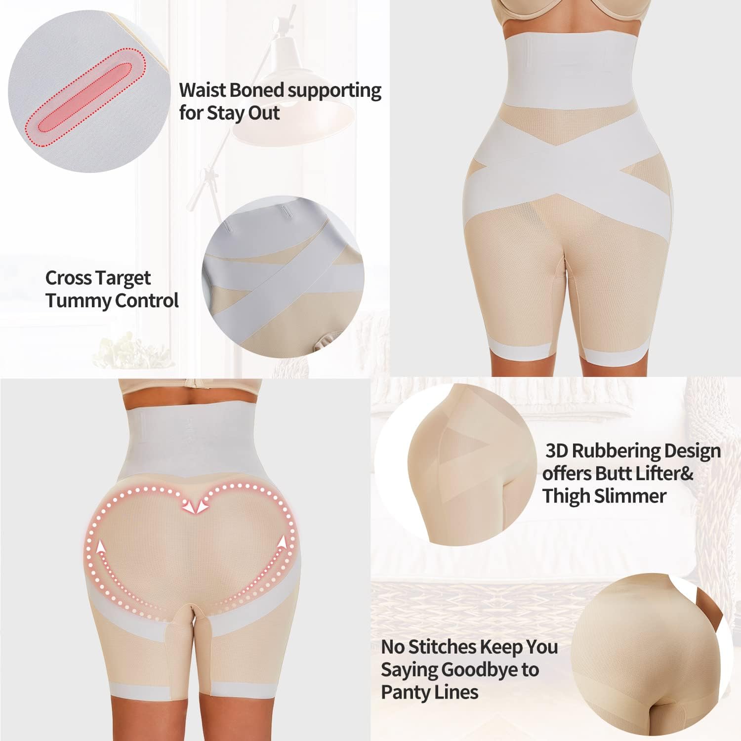 MOVWIN Shapewear for Women (ONLY S M SIZE) Tummy Control High Waisted Seamless Body Shaper Thigh Slimming Short Underwear