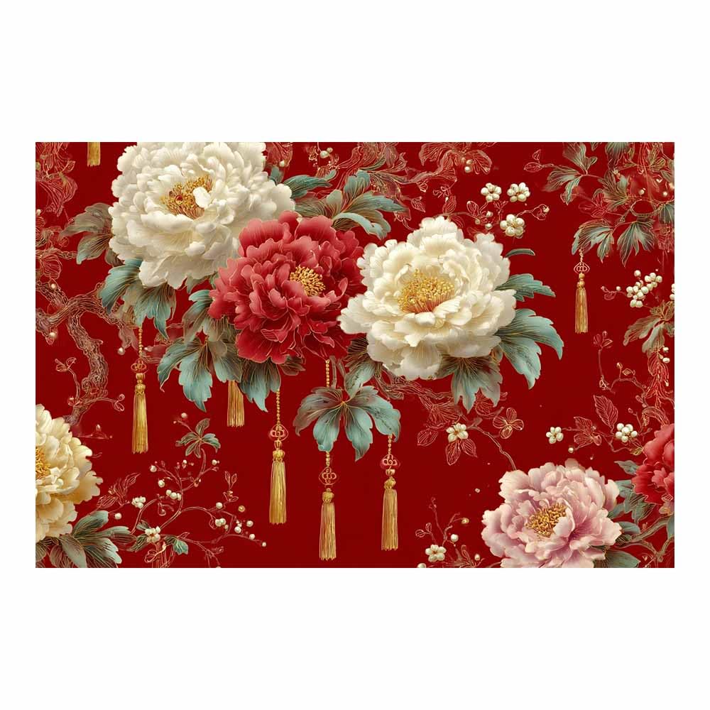 ZAMAEIU Forest Landscape Painting Peony Pattern Canvas Artwork posters & prints Suitable for Living Room Bathroom Bedroom Home Wall Decoration(red)-50x70cm Unframed