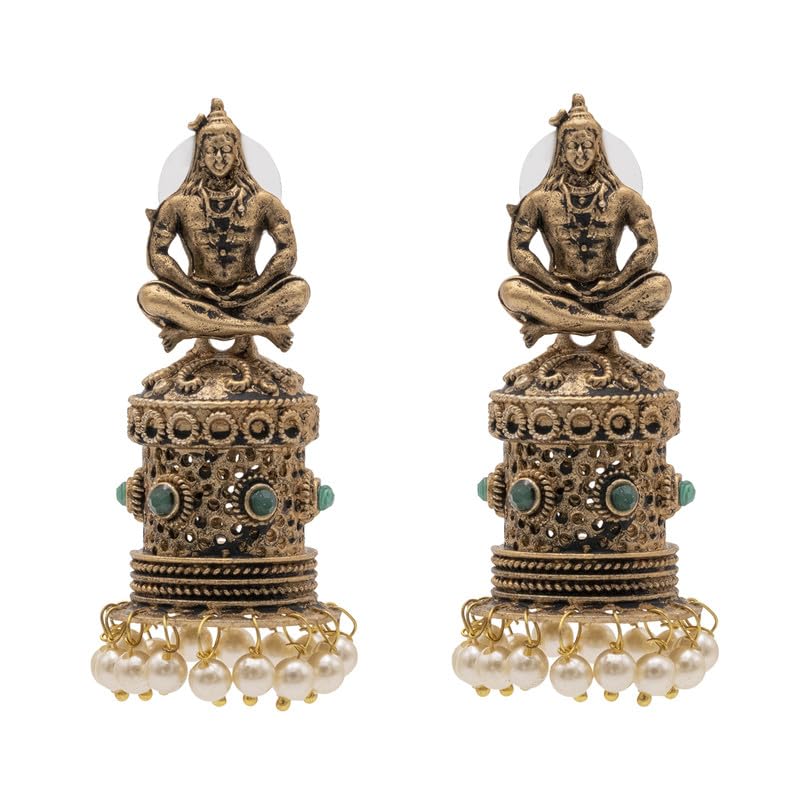 Shining Jewel Traditional Indian Matte Gold Oxidised CZ, Crystal Studded Temple Jhumka Earring For Women-Gold,Maroon (SJE_172_G_M) (B0D7911DPR) Amazon Price History, Amazon Price Tracker