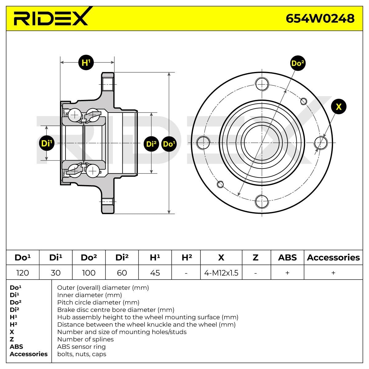 RIDEX 654W0248 Radlagersatz pro 1 Rad Hinten Kompatibel mit OPEL Corsa D Schrägheck S07 51787397 55701518 71747713