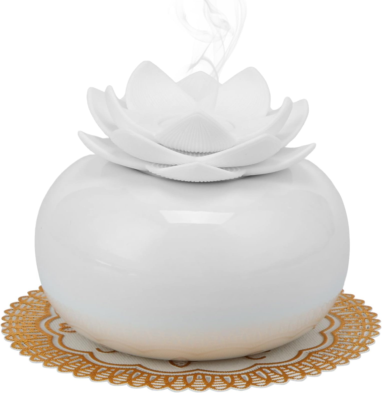 BAODBFEssential Oil Diffusers Decorative Ceramic Diffuser Humidifier Lotus Top Aromatherapy Diffusers 200ml Ceramic Humidifier Small Oil Diffuser USB Aroma Diffuser Cute Diffuser for Bedroom Home Off