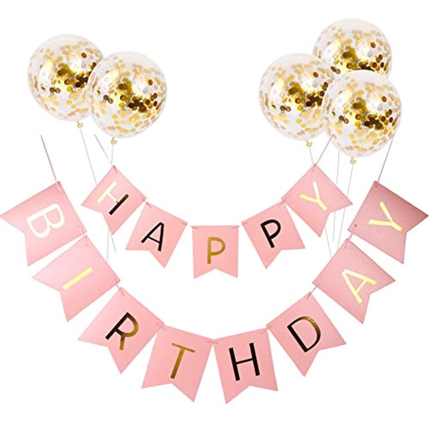 SAMSUNG Beauenty Five Balloons +Happy Birthday Gilding Happy Birthday Letter Pull A Banner Banner Fish Tail Hang A Flag