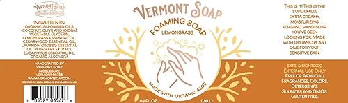 Miniatura 50 de VERMONT SOAP Jabón de manos espumoso de lavanda orgánica, jabón hidratante natural para piel seca, jabón líquido de manos de baño sin fragancia