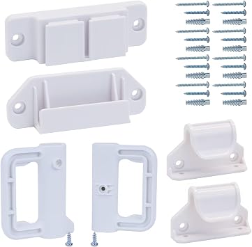 KISKIZ Retractable Baby Gates Extra Wide Baby Gate Replacement Parts Kit Retractable Dog Gate Full Set Wall Mount Accessories Retractable Gate Hardware with Brackets, Latches, Hooks, Screws, White
