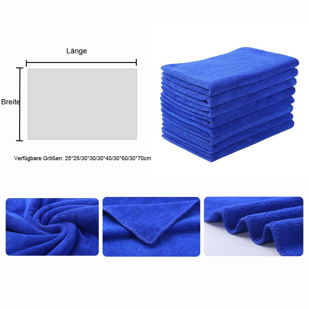 Microfasertuch 10 Stück Reinigungstuch Weiches Tuch Allzwecktücher Auto Poliertuch Saugfähiges Putztücher Wipes Lappen Fusselfrei Trockentuch für Küche Haus Motorrad Boot 30 * 60cm【400g/㎡】