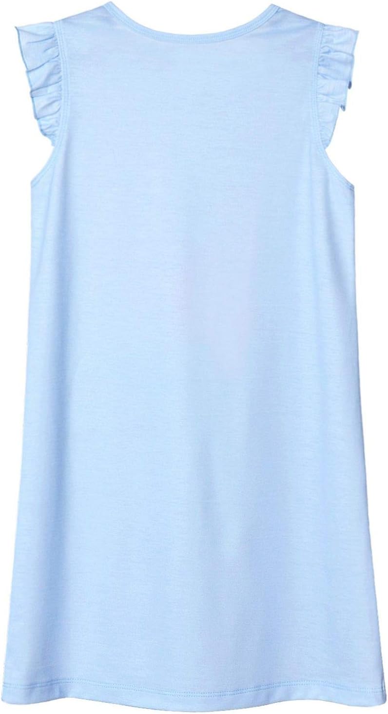 Jxstar 2-Pack Nightgown for Girls Flutter Sleeve Pajamas Cotton Sleepwear Night Dresses - Image 2