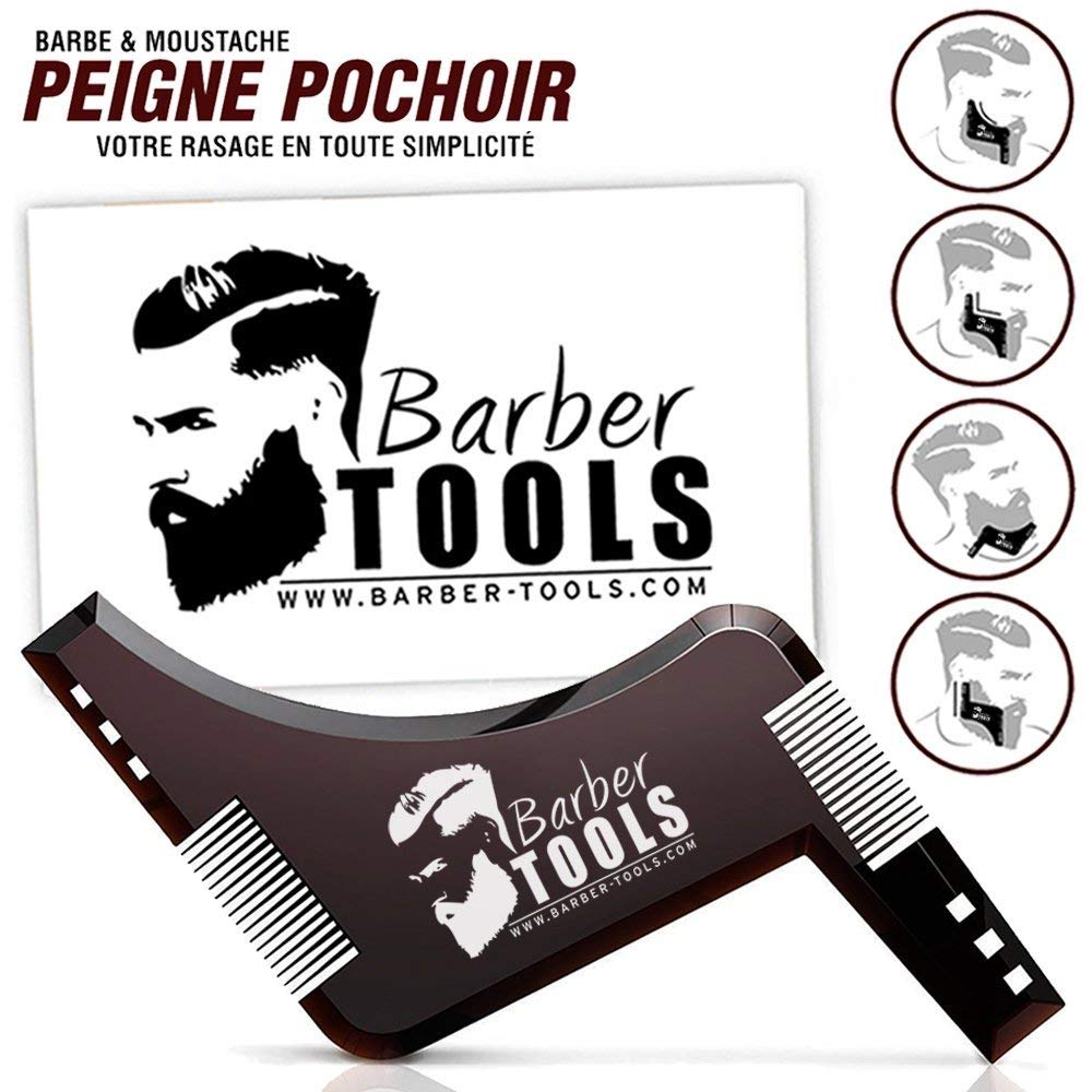 Kit de afeitadora de barba para hombre/navaja de afeitar de barba - con 50 cuchillas + peine guía + gel de afeitar transparente de 80 ml + aftershave de 30 ml + alumbre en barra + bolsa grande