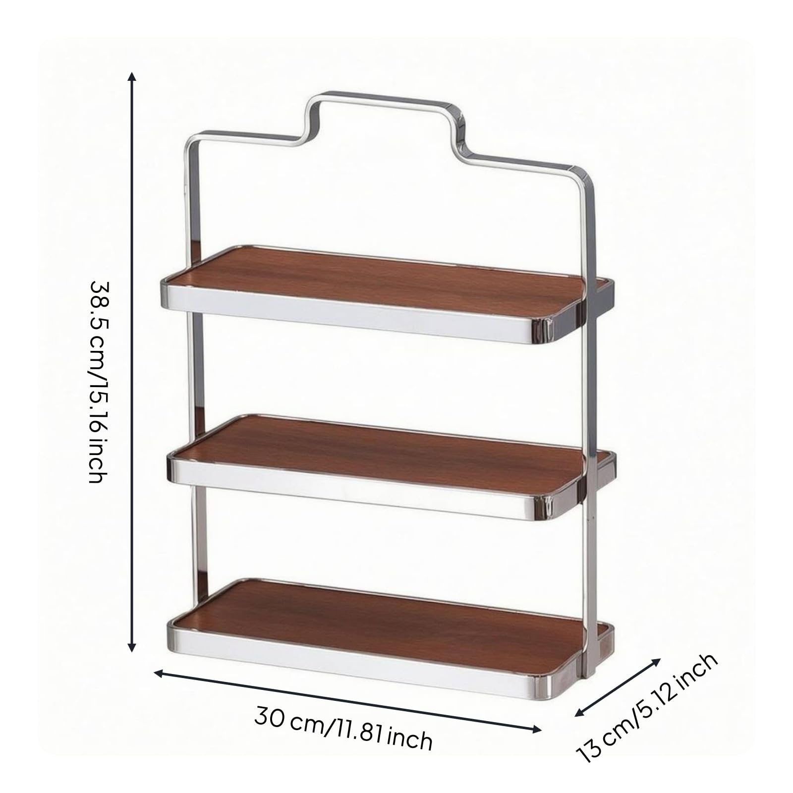 Baoblaze Soporte de Niveles Bandeja Pastelera Expositor Dulces Organizador Repostería con Asa Arqueada y Diseño Escalonado Forma Ordenada y Atractiva Adecuado , Plateado , Mediano