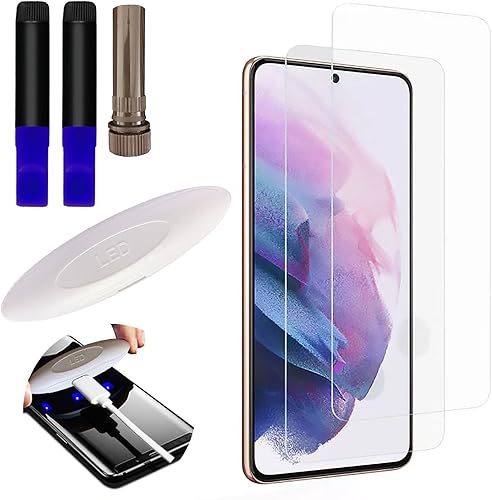 Johncase Paquete de 2 protectores de pantalla compatibles con Samsung Galaxy S21, compatible con sensor de huellas dactilares Película de vidrio