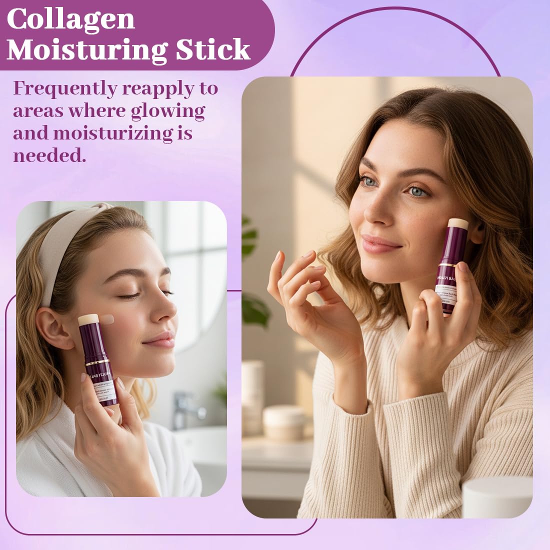 Calcio Volume Multi Balm, Rassodamento Polivalente della Pelle,Idratante, Per occhi, Collo, Viso, Con Bastoncino da Massaggio
