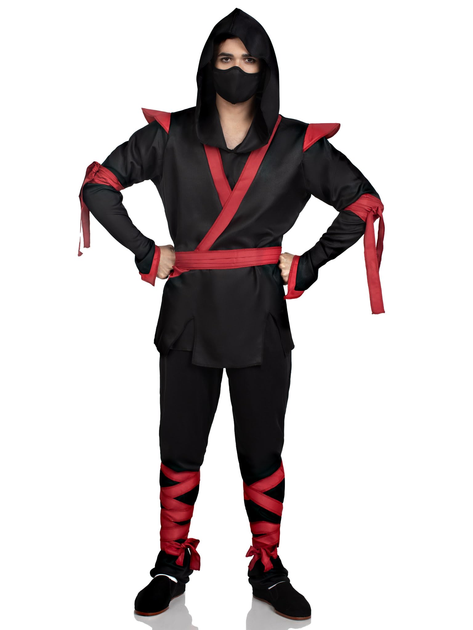 Leg Avenue Men's 5 Pc Ninja Costume with Shirt, Pants, Belt, Face Mask, Hood