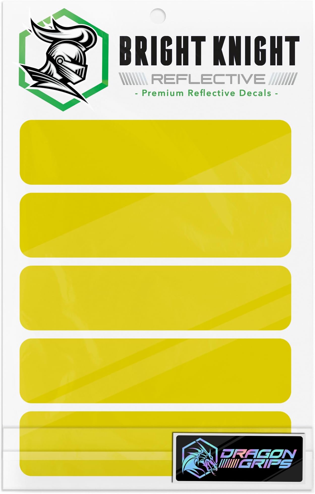 Bright Knight Decals Motorcycle Helmet Decals - 5 Pcs Yellow Reflective Tape Decal, 3M Retro Reflective Stickers for Helmet Vinyl