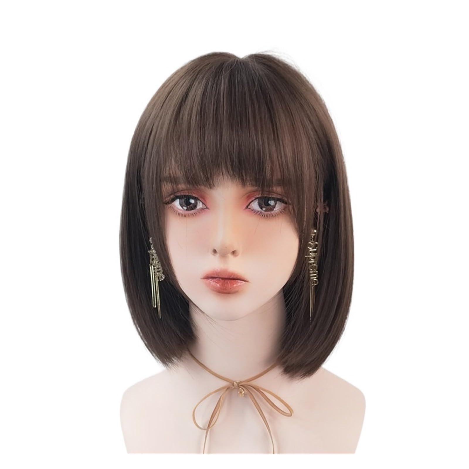 ZTHYSHOZ Women's Wig Female Wig With Short Hair And Bangs, Full Head Cover Style, Daily Hairstyle
