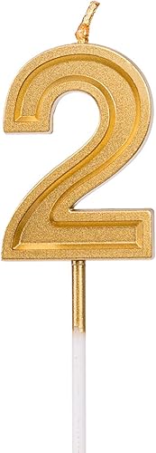 Miniatura 10 de Luter Velas de pastel de cumpleaños con purpurina dorada, velas número 3, decoración de pastel de cumpleaños para fiestas, niños y adultos
