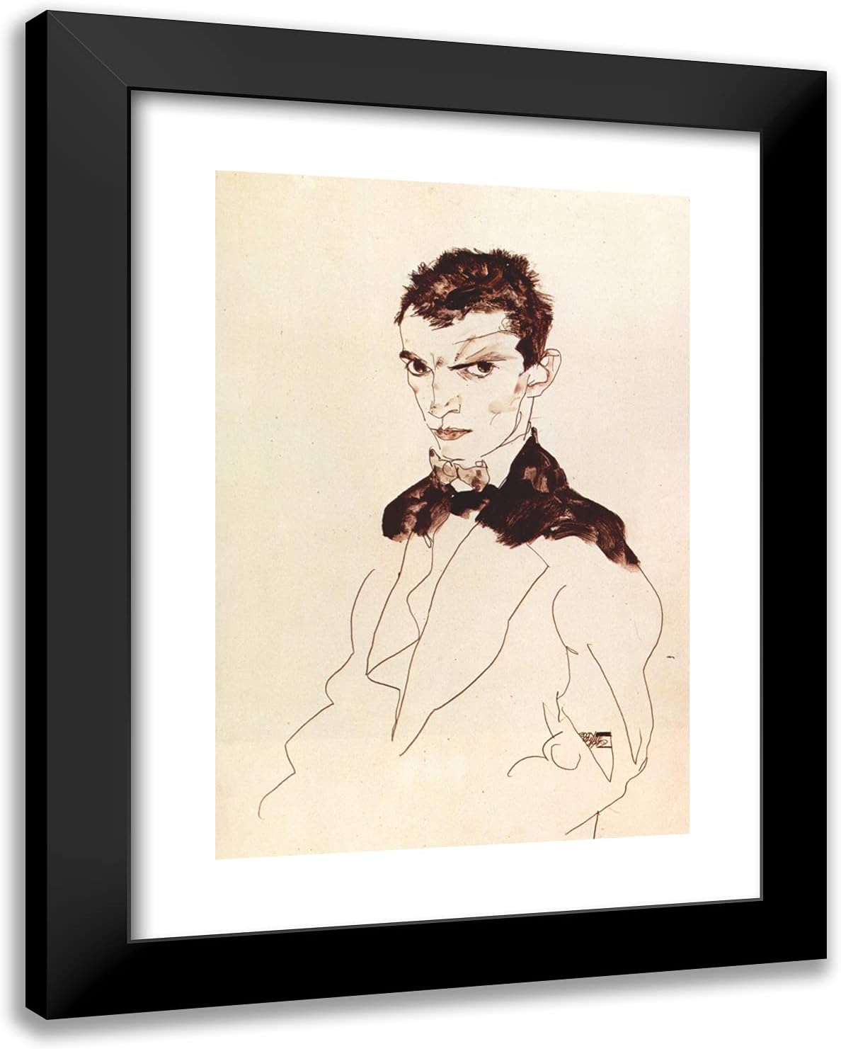 ArtDirect Schiele, Egon 19x24 Gold Ornate Framed Art Print with Double Matting Titled: Egon Schiele
