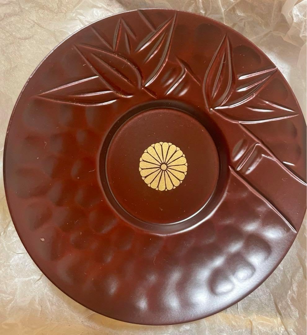 鎌倉彫 茶托 5枚セット レア物、漆塗り鎌倉彫のモダン茶托5客 レア