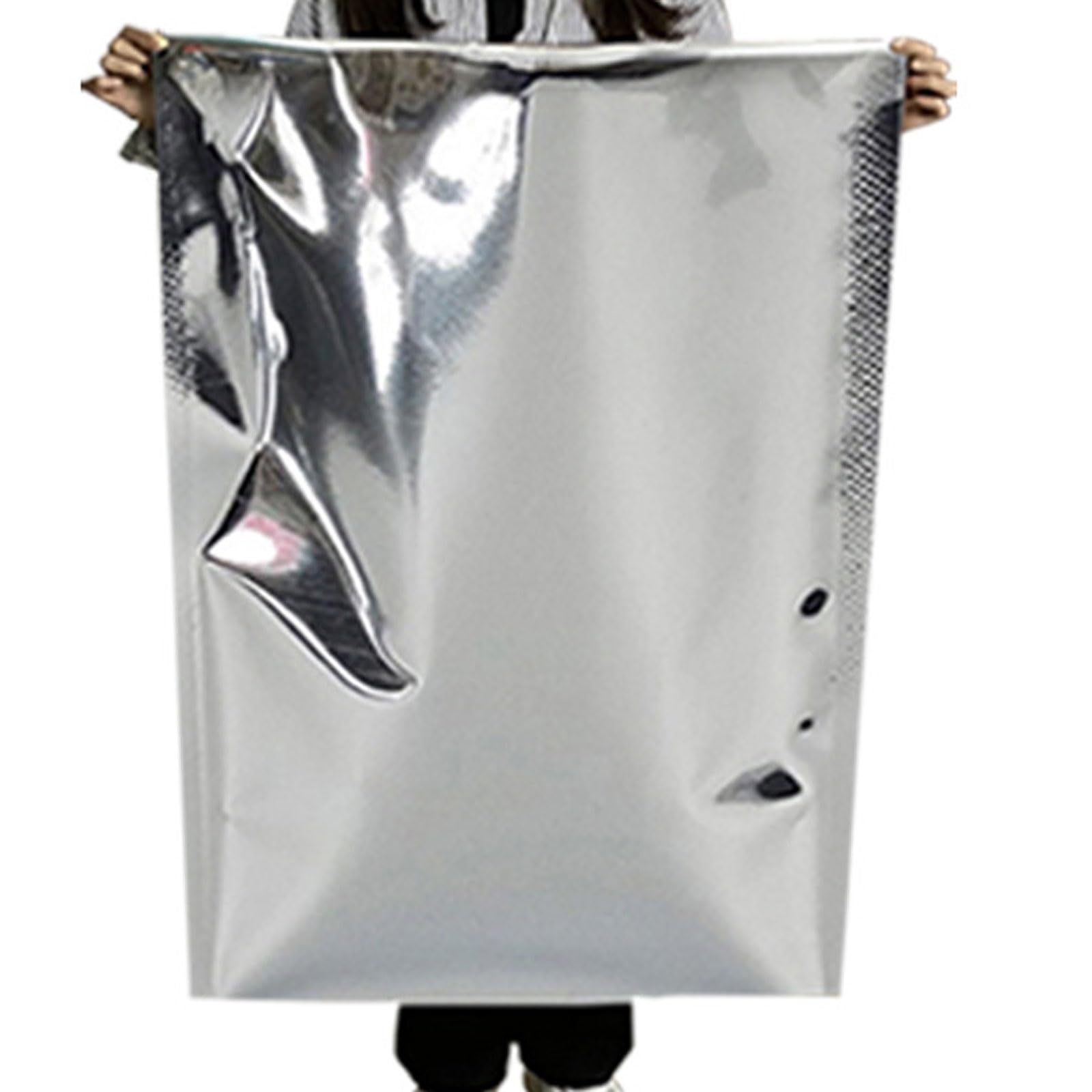 10 Bolsas de Aluminio Grandes para Almacenamiento de Alimentos, Bolsas de Vacío Abiertas Sellables para Conservación a Largo Plazo de Alimentos a Granel, Cereales, Arroz y Alimentos de (Size:70*100cm)