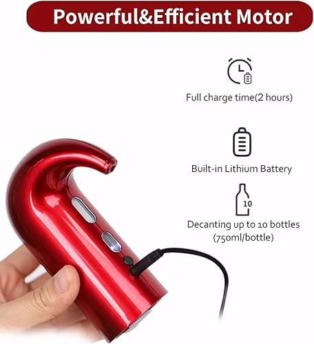Miniatura 13 de Aireador de vino eléctrico, dispensador de bomba de decantador de vino, juego de regalos de dispensador de vino automático, boquilla vertedora