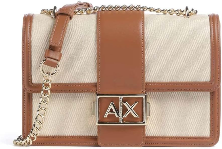 Armani Exchange Women's Medium Jodie Canvas Crossbody, Natural, One Size