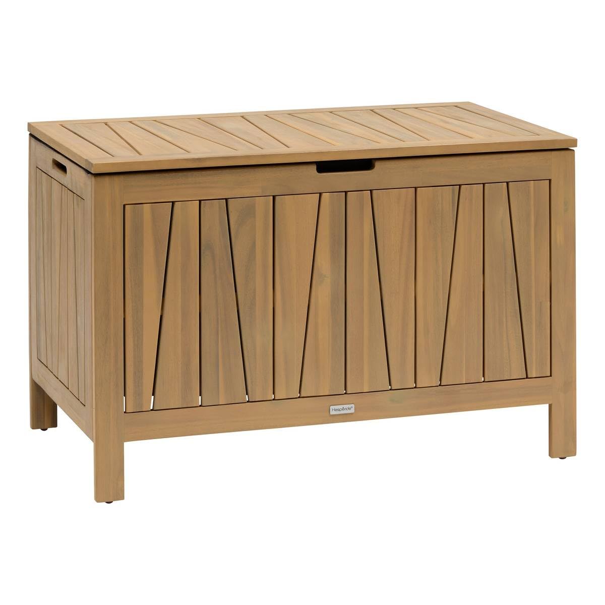 Coffre de rangement 165l acacia beige Hespéride Lodgia pour en finir avec le désordre au jardin