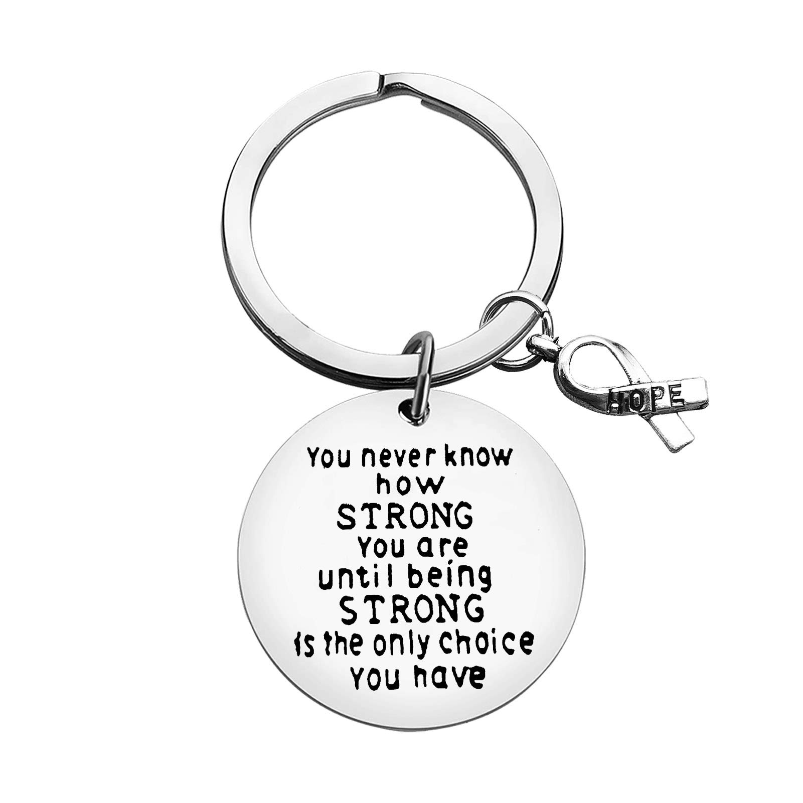 Ciyumu Unisex Silver Inspirational Keychain You Never Know How Strong You Are Inspirational Keyring For Friends Christmas Birthday Gifts Graduation Gifts For Teen Girls Boys Cancer Survivor Keychain Sobriety Gift