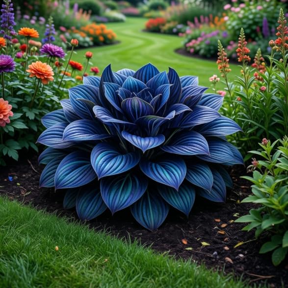 Tall, Large-leaved Hosta, Cold- and Heat-Tolerant, Ideal for Landscaping in Residential Areas and Gardens Hardy Perennial, Excellent Display-4 Bulbs-I