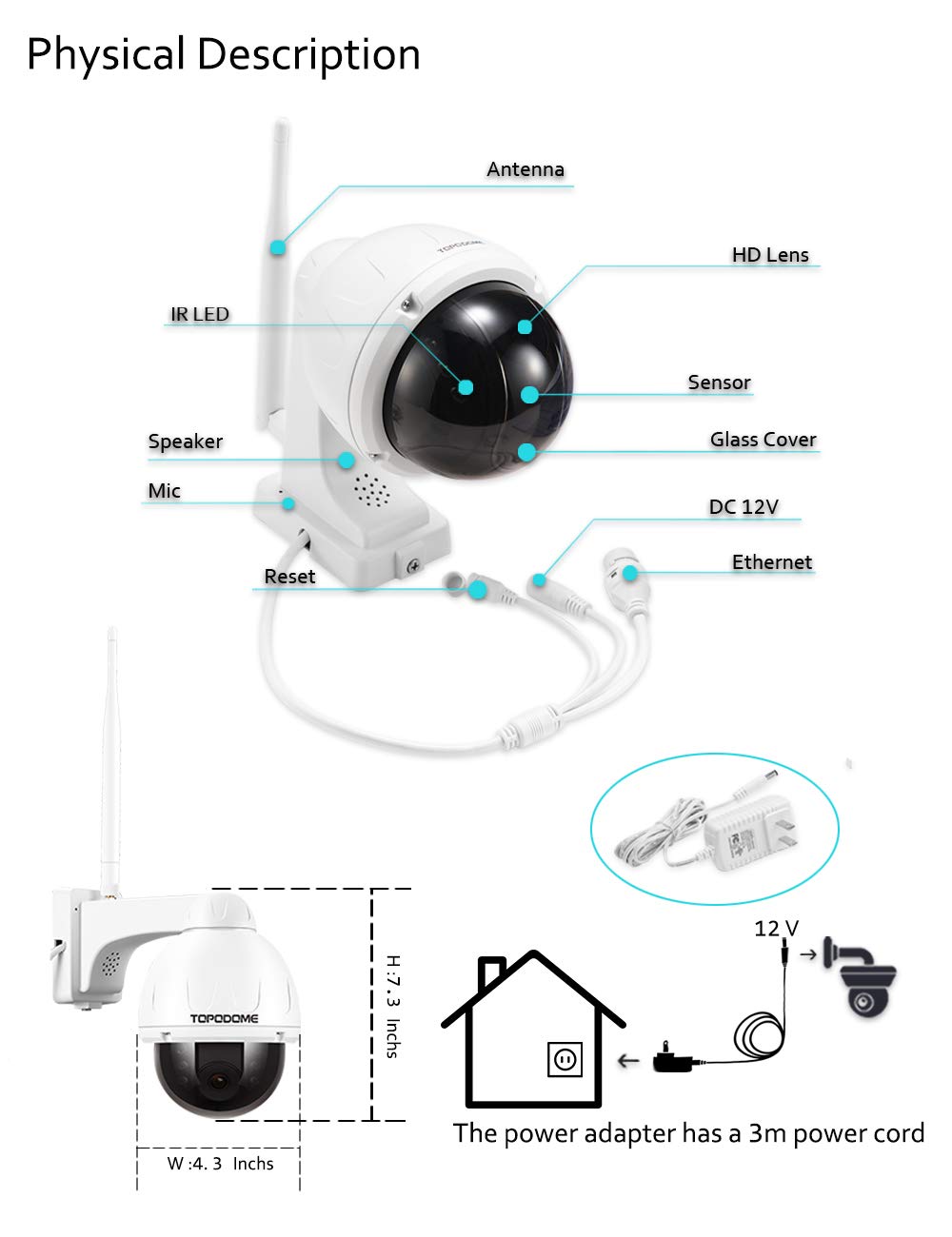 S10C 5MP 940nm IR WLAN Überwachungskamera Außen Pan Tilt | Intelligente Personenerkennung, Auto-Tracking, 2-Wege-Audio, 32GB microSD vorinstalliert, Sirene, IP66, Metallgehäuse