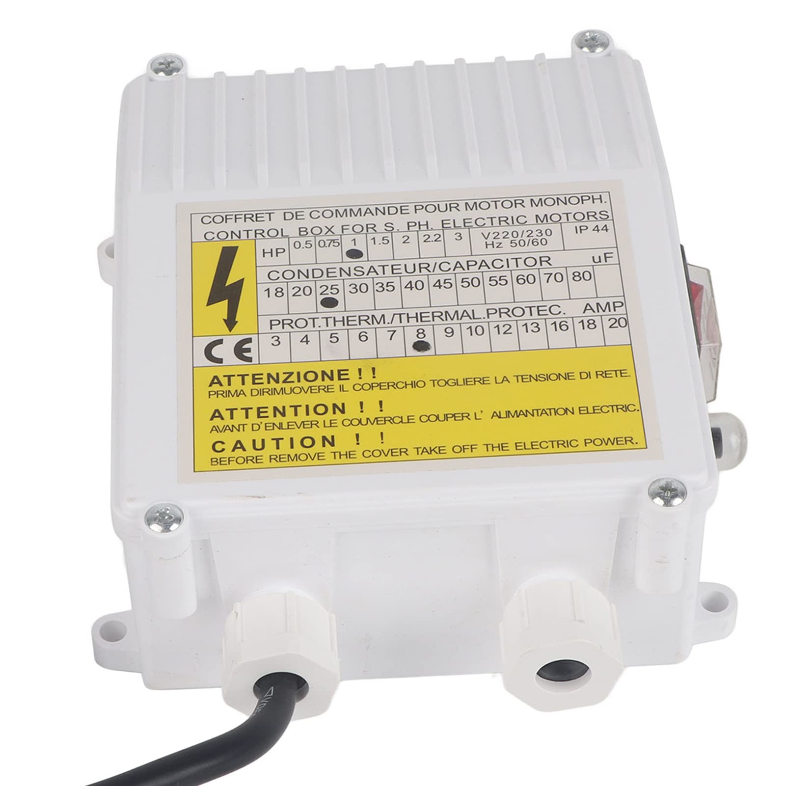 KIMISS Controlador de bomba con protección térmica, para pozos profundos y bomba sumergible, caja de control para uso doméstico, interruptor automático integrado